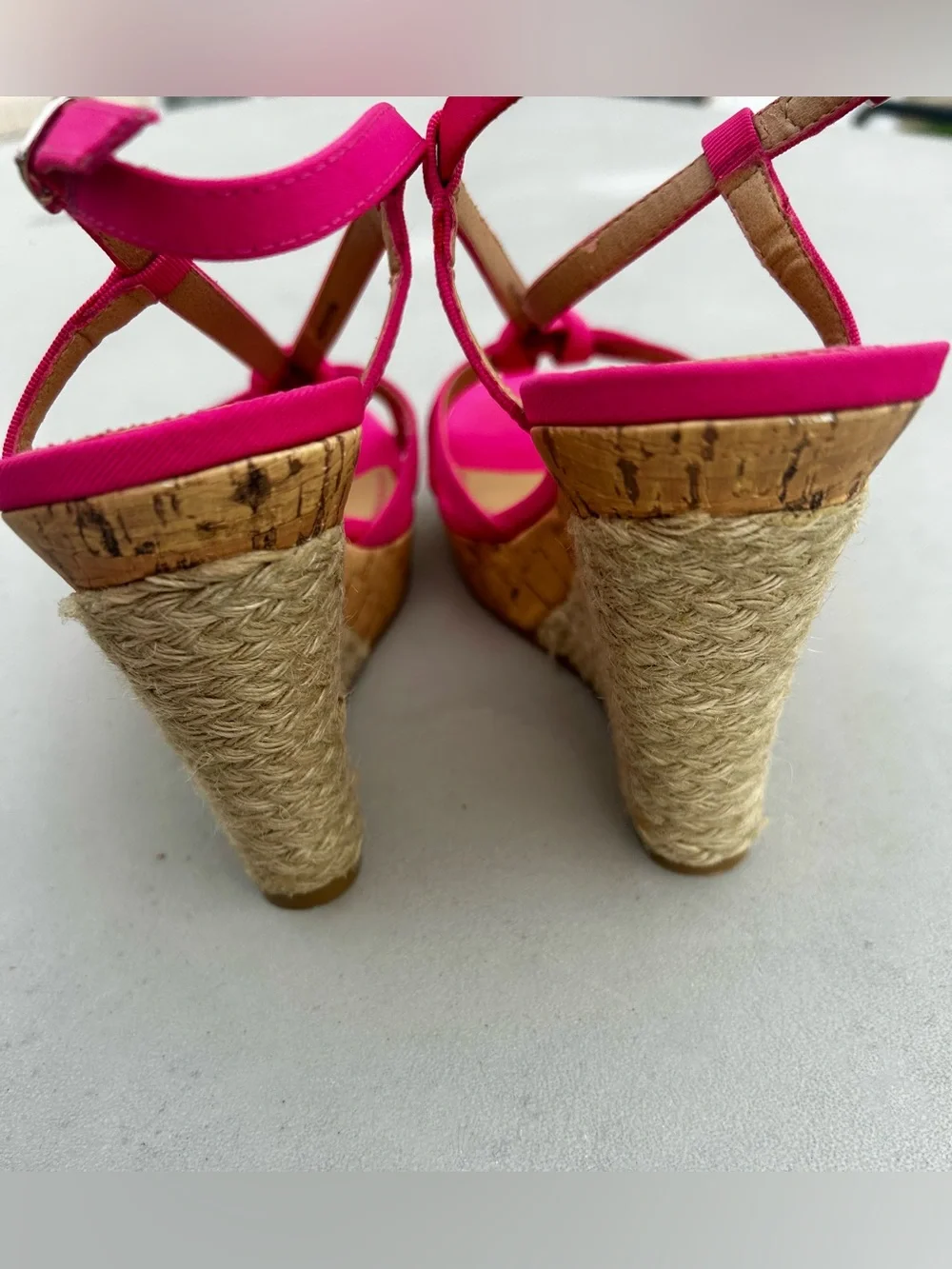 BP Hot Pink Cork Platform Wedges Stella Sz.7.5